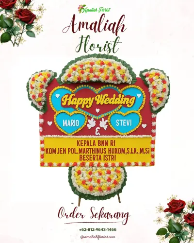 Karangan Papan Bunga Pernikahan di Sinarsari
